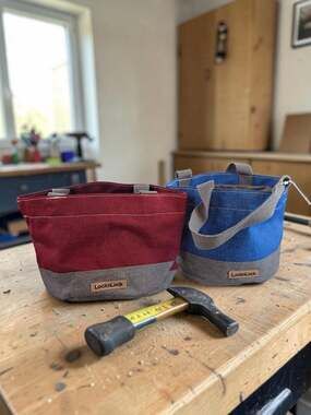 LocknLock Mini Canvas Lunch Tote Bag Set, Red and Blue